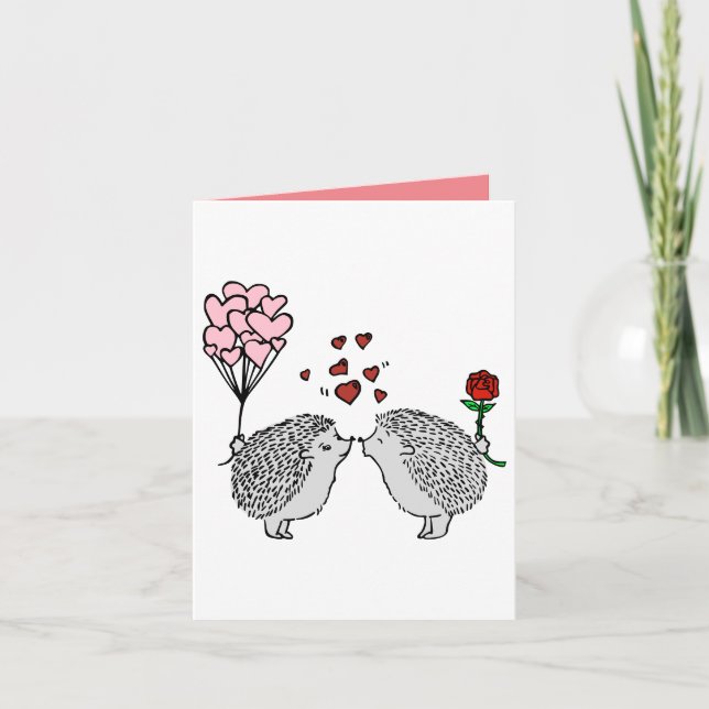 Hedgehog couple love invitation (Front)