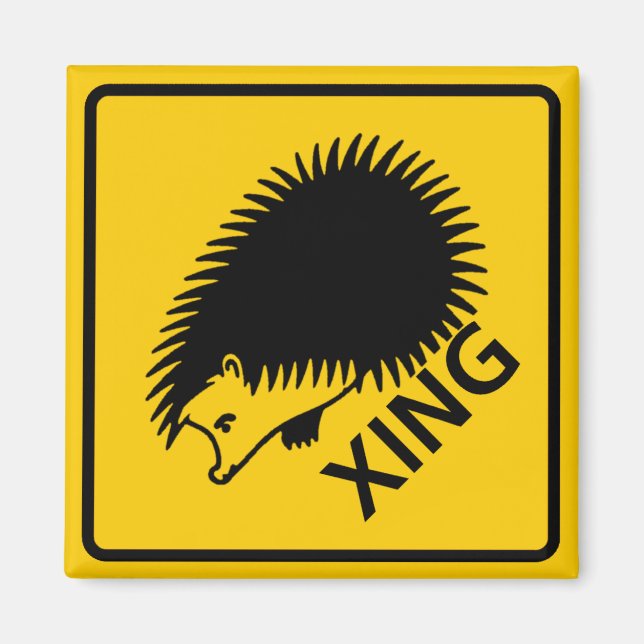Hedgehog Crossing Highway Sign Magnet (Front)