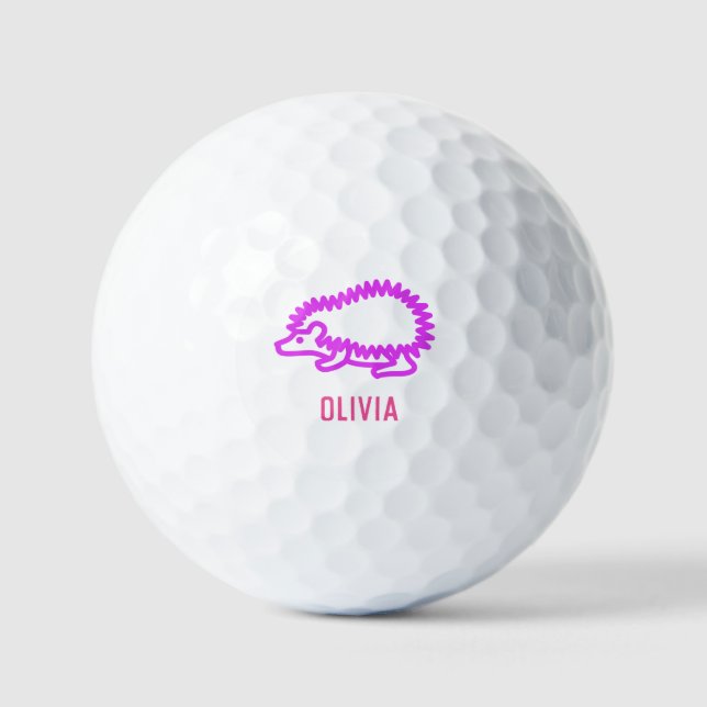 Hedgehog Cute Adorable Pretty Purple Golf Ball (Front)