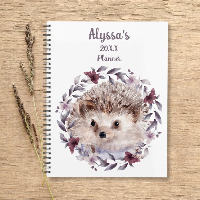 Hedgehog Cute Aquarelle Bébé Nom animal Calendrier (Créateur téléchargé)