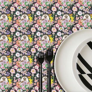 Hedgehog Cute Flowers Tablecloth