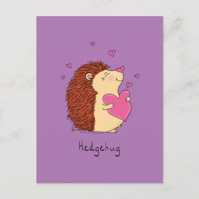 Hedgehog Cute Kids Valentine's Day Hugs Postcard (Front)