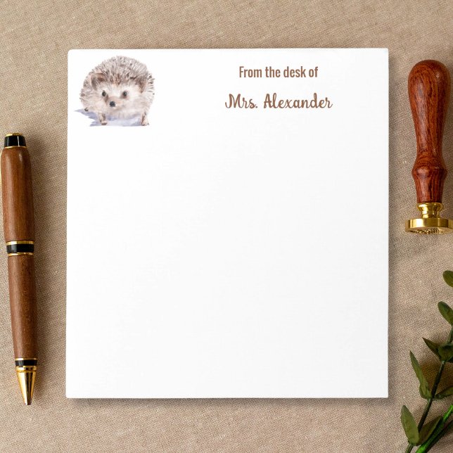 Hedgehog Cute Watercolor From The Desk Of  Notepad (Creator Uploaded)