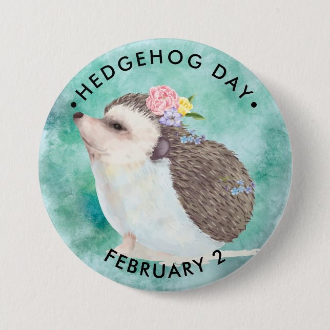 Hedgehog Day 3 Inch Round Button (Front)