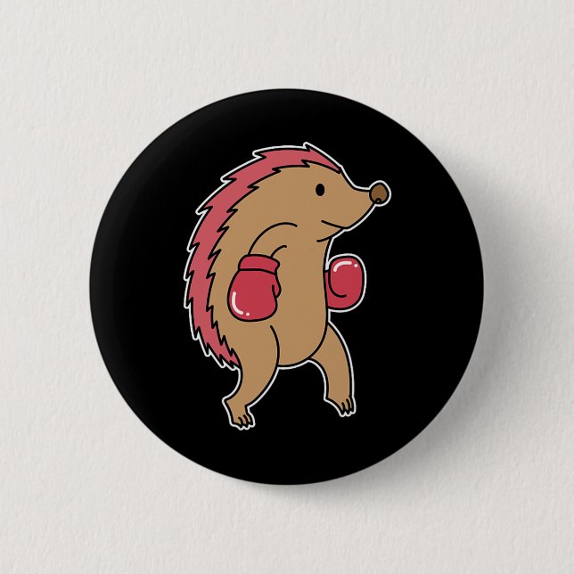 Hedgehog Does Boxing  2 Inch Round Button (Front)