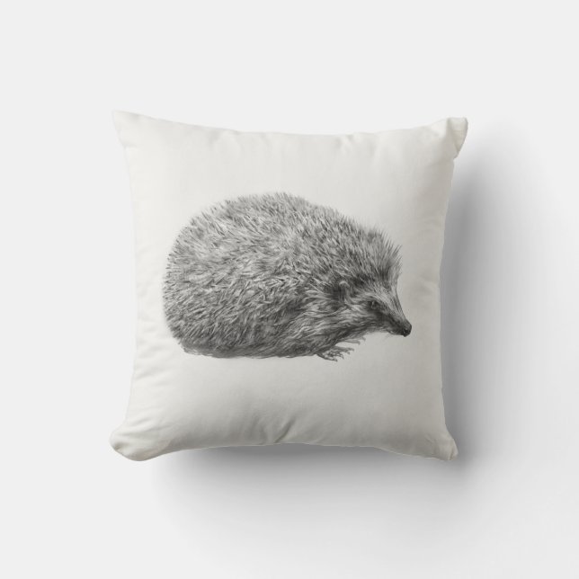 'Hedgehog Drawing' Throw Pillow (Front)