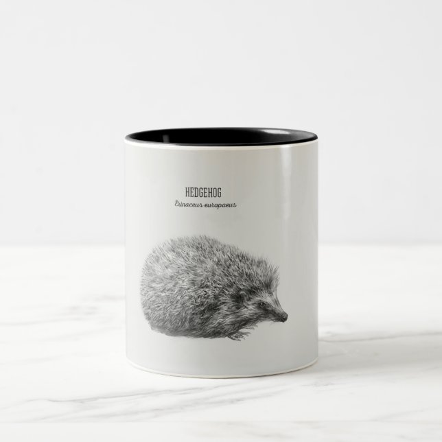 'Hedgehog Drawing' Two-Tone Coffee Mug (Center)