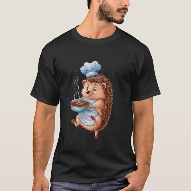 Hedgehog Eating Borscht T-Shirt (Front)