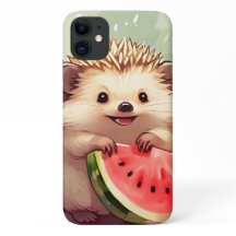 Hedgehog enjoying a piece of watermelon