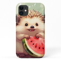 Hedgehog enjoying a piece of watermelon