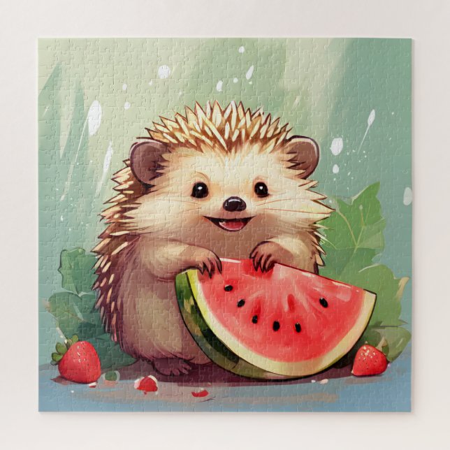  Hedgehog enjoying a piece of watermelon Jigsaw Puzzle (Vertical)