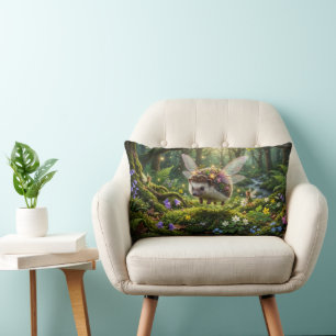 Hedgehog Fairy Whimsical Fantasy Lumbar Pillow