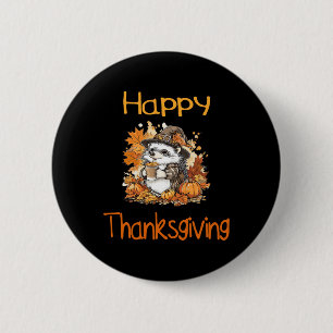 Hedgehog Fall Thanksgiving Happy Thanksgiving  2 Inch Round Button