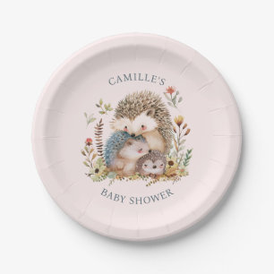Hedgehog Family Baby Shower Paper Plate