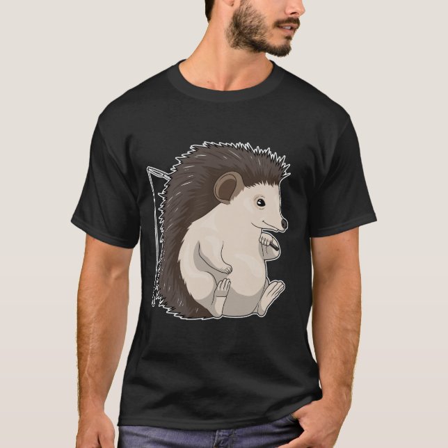 Hedgehog Fisher Fishing rod T-Shirt (Front)