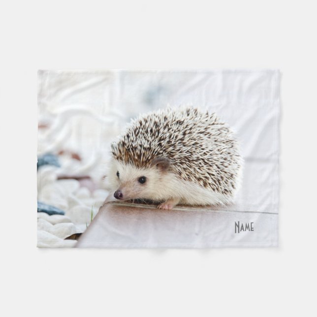 Hedgehog Fleece Blanket - Personalized with name (Front (Horizontal))