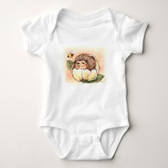 Hedgehog Flower Baby Watercolor Baby Bodysuit