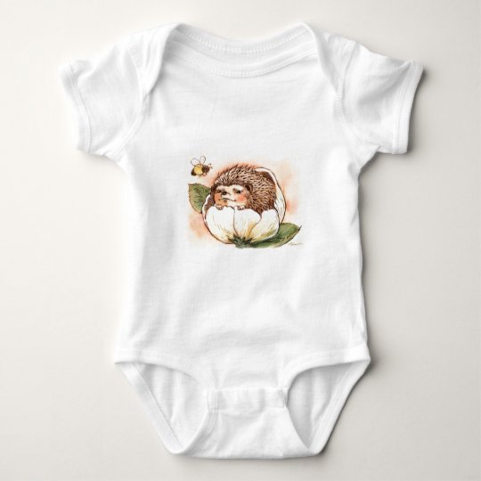 Hedgehog Flower Baby Watercolor Baby Bodysuit