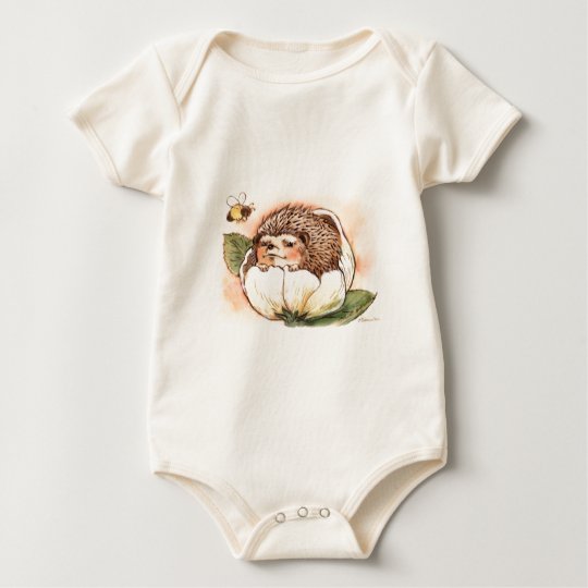 Hedgehog Flower Baby Watercolor Baby Bodysuit