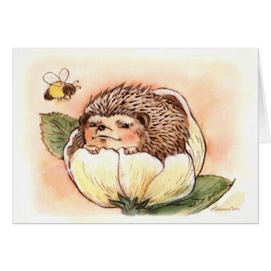 Hedgehog Flower Baby Watercolor Card
