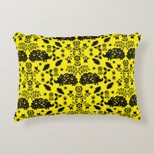 Hedgehog Folk Art Accent Pillow
