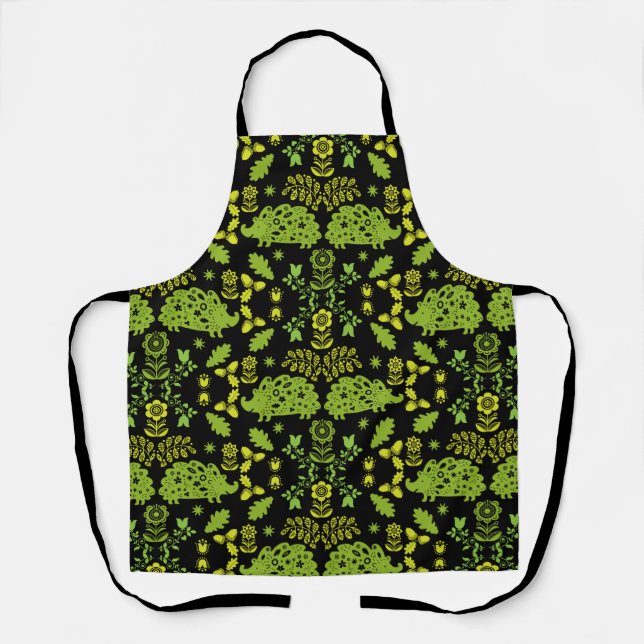 Hedgehog Folk Art Apron (Front)
