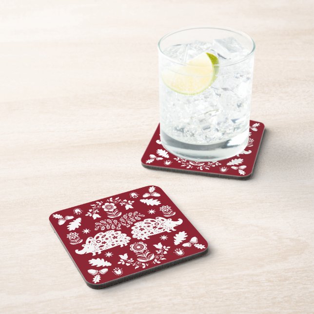 Hedgehog Folk Art Coaster (Right Side)