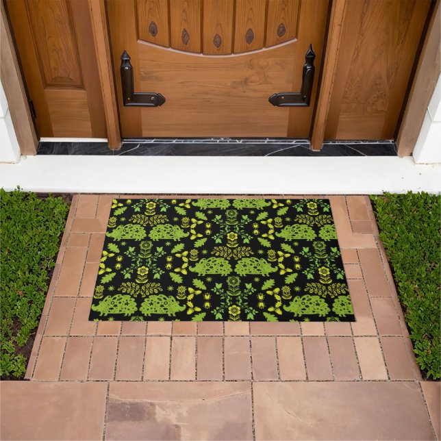 Hedgehog Folk Art Doormat (Outdoor)
