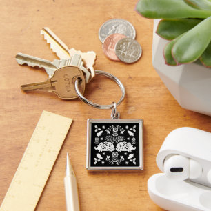 Hedgehog Folk Art Keychain