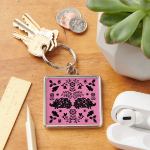 Hedgehog Folk Art Keychain