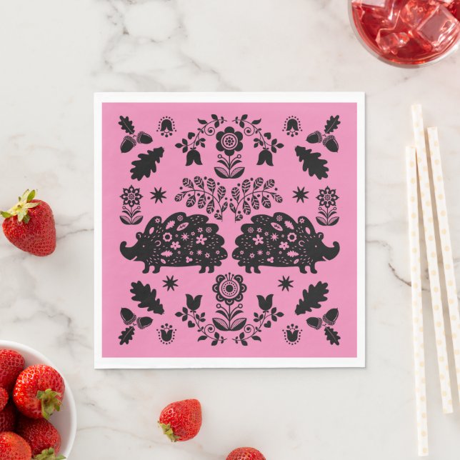 Hedgehog Folk Art Napkin (Insitu)