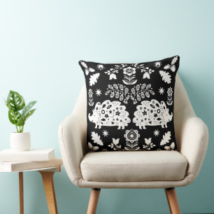 Hedgehog Folk Art Throw Pillow