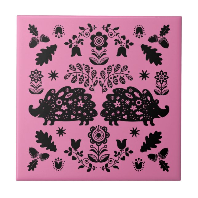 Hedgehog Folk Art Tile (Front)