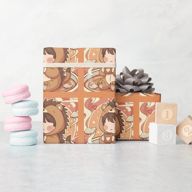 Hedgehog Forest Gift Wrapping Paper (Baby Shower)