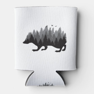 Hedgehog Forest Grey Colour Design Can Cooler
