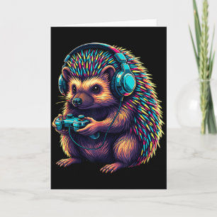 Hedgehog Gaming Animal Video Games Funny Hedgehog Card