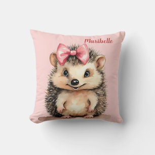 Hedgehog Girls Personalized Throw Pillow