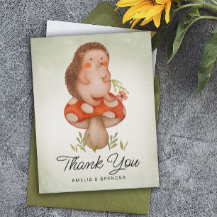 Hedgehog Green Baby Shower Thank You Card