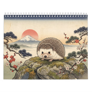 Hedgehog Hanafuda Japanese Woodblock Art Calendar