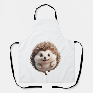 Hedgehog Happy Playful Fun Jumping In The Air Joy Apron