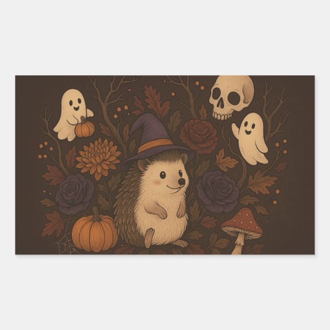hedgehog haunted forrest 2 sticker (Front)