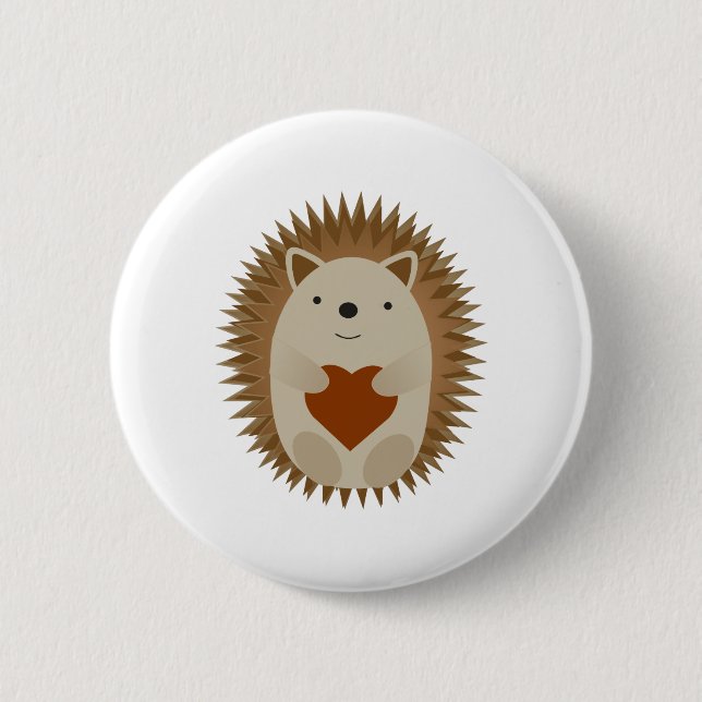 Hedgehog Heart 2 Inch Round Button (Front)