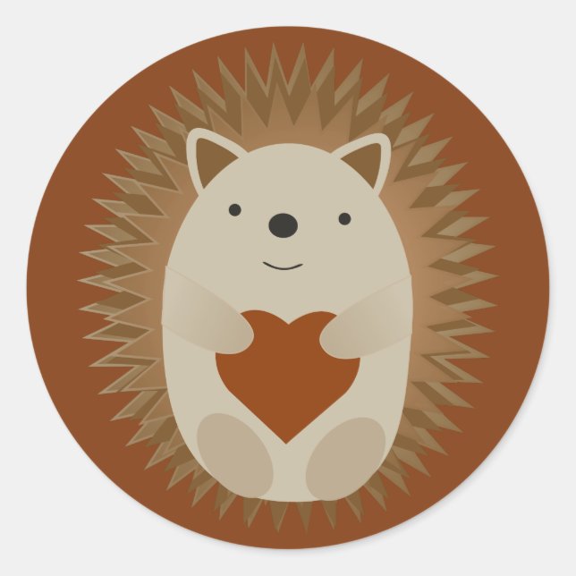 Hedgehog Heart Classic Round Sticker (Front)