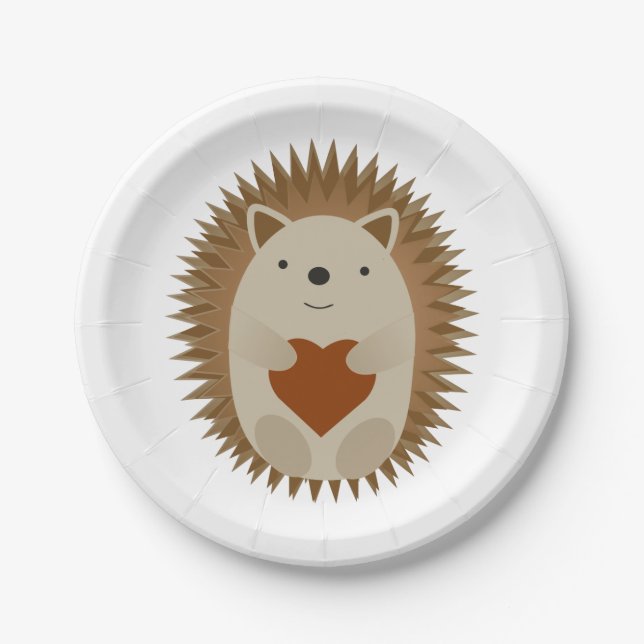 Hedgehog Heart Paper Plate (Front)