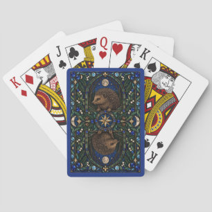 Hedgehog, Hedgerow Edge Stained Glass Playing Cards