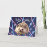 Hedgehog Holiday Card<br><div class="desc">What's more festive than a hedgehog on laser background?  Nothing. 
Your friends and family will be delighted to receive such a unique and fun card.</div>