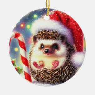Hedgehog Holiday Hedgie Christmas Ceramic Ornament