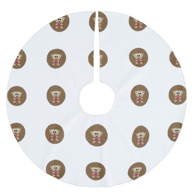 Hedgehog Hugging Heart Brushed Polyester Tree Skirt (Front)