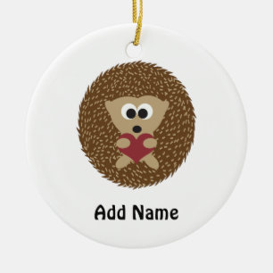 Hedgehog Hugging Heart Ceramic Ornament