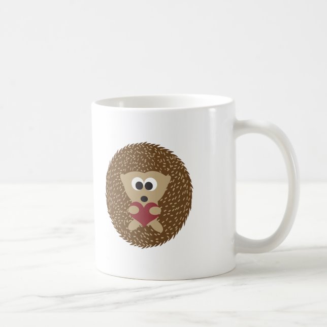 Hedgehog Hugging Heart Coffee Mug (Right)
